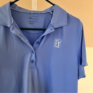Women’s Peter Millar PGA Tour 50+ UPF Light Blue Short Sleeve Golf Polo XL